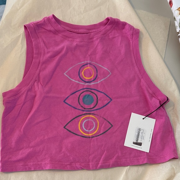 Spiritual Gangster Tops - Spiritual Gangster Magenta Crop Top with Eye Design